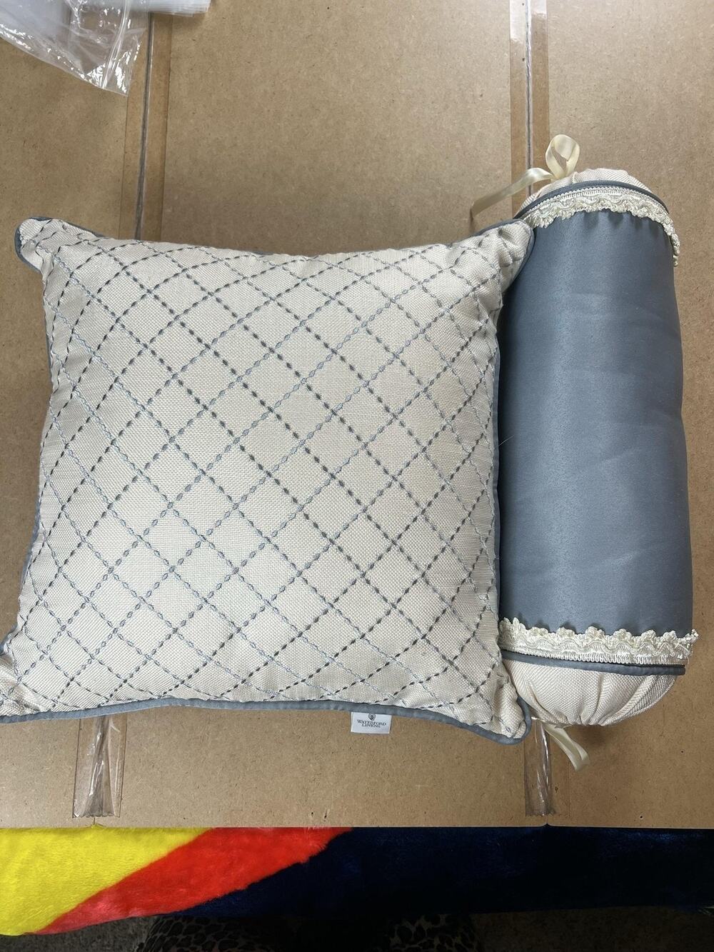 Waterford Linens Cushion Gray 40 X 40 Cm Traditional Geometric Polyester Blend